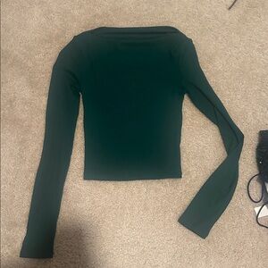 wild fable Dark Green Long Sleeve Square Neck Crop Top